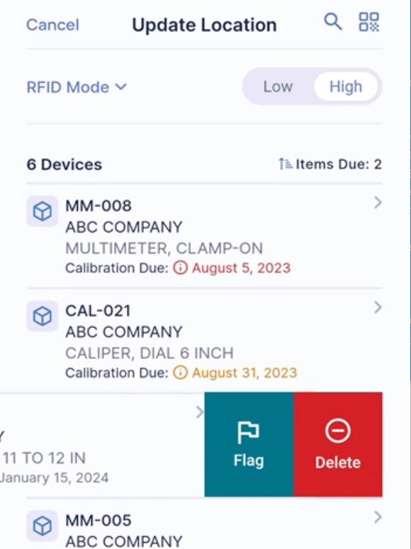 Asset list — confirmation