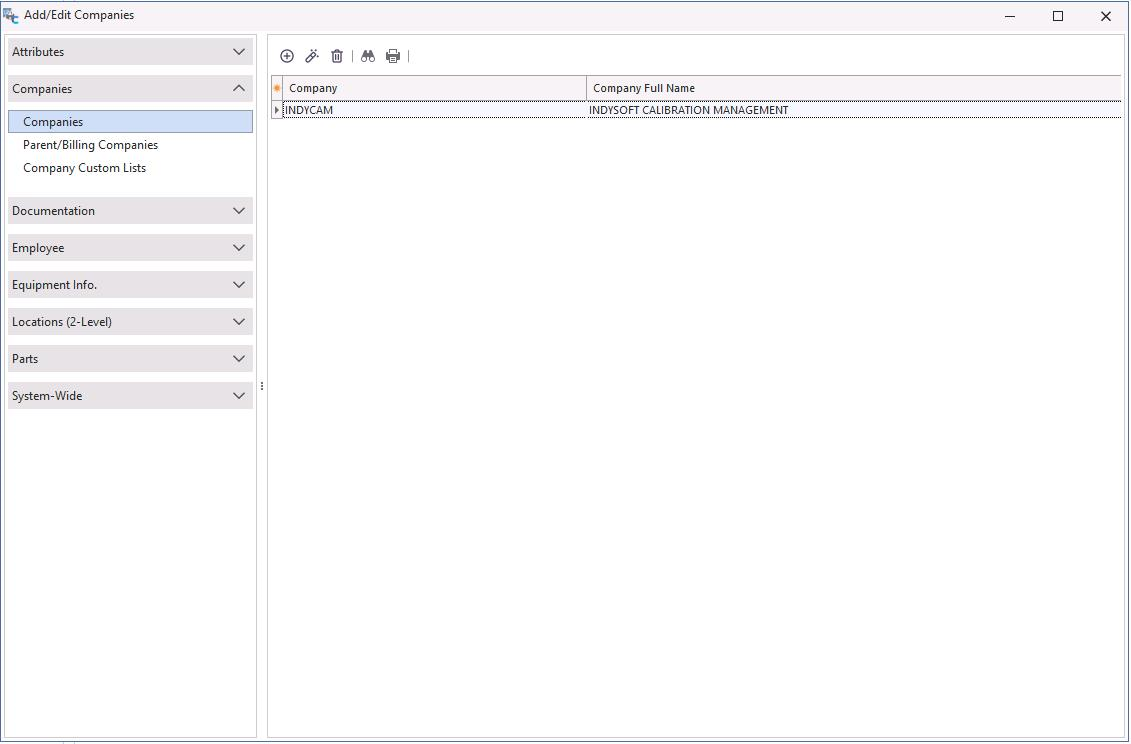Add/Edit Company dialog