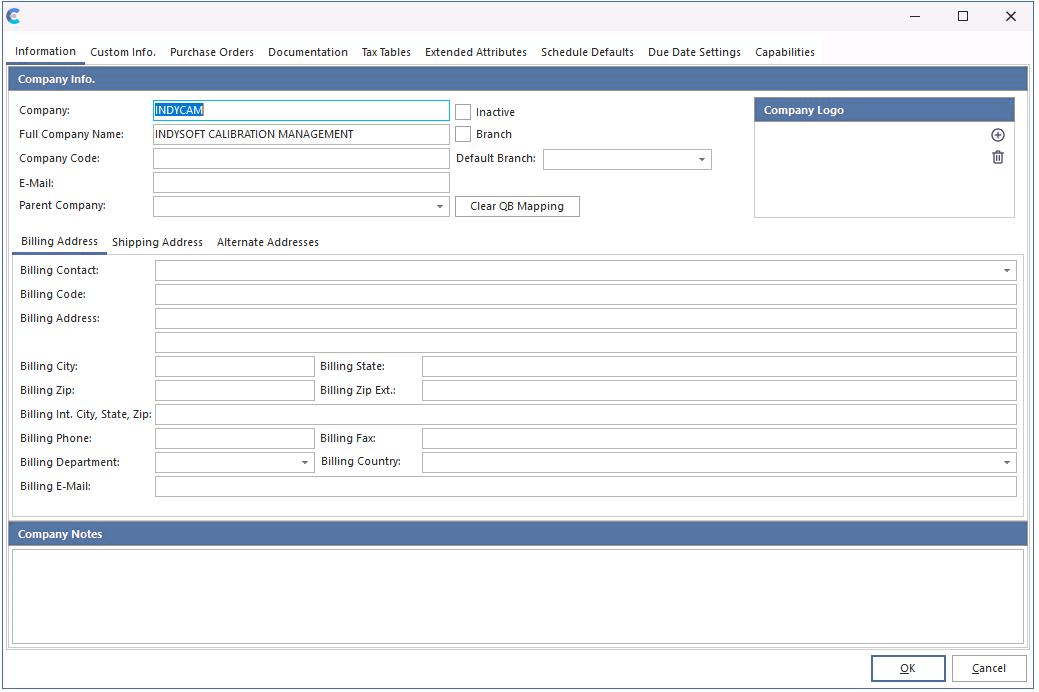 New company entry