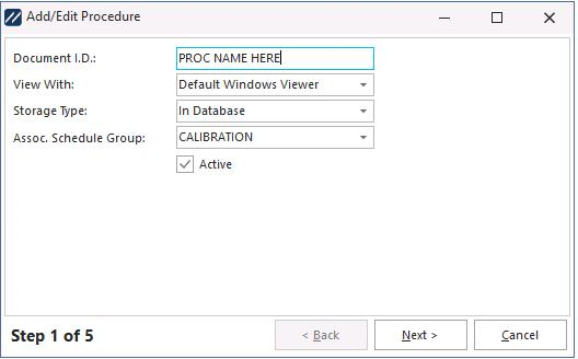 Document wizard — Step 1