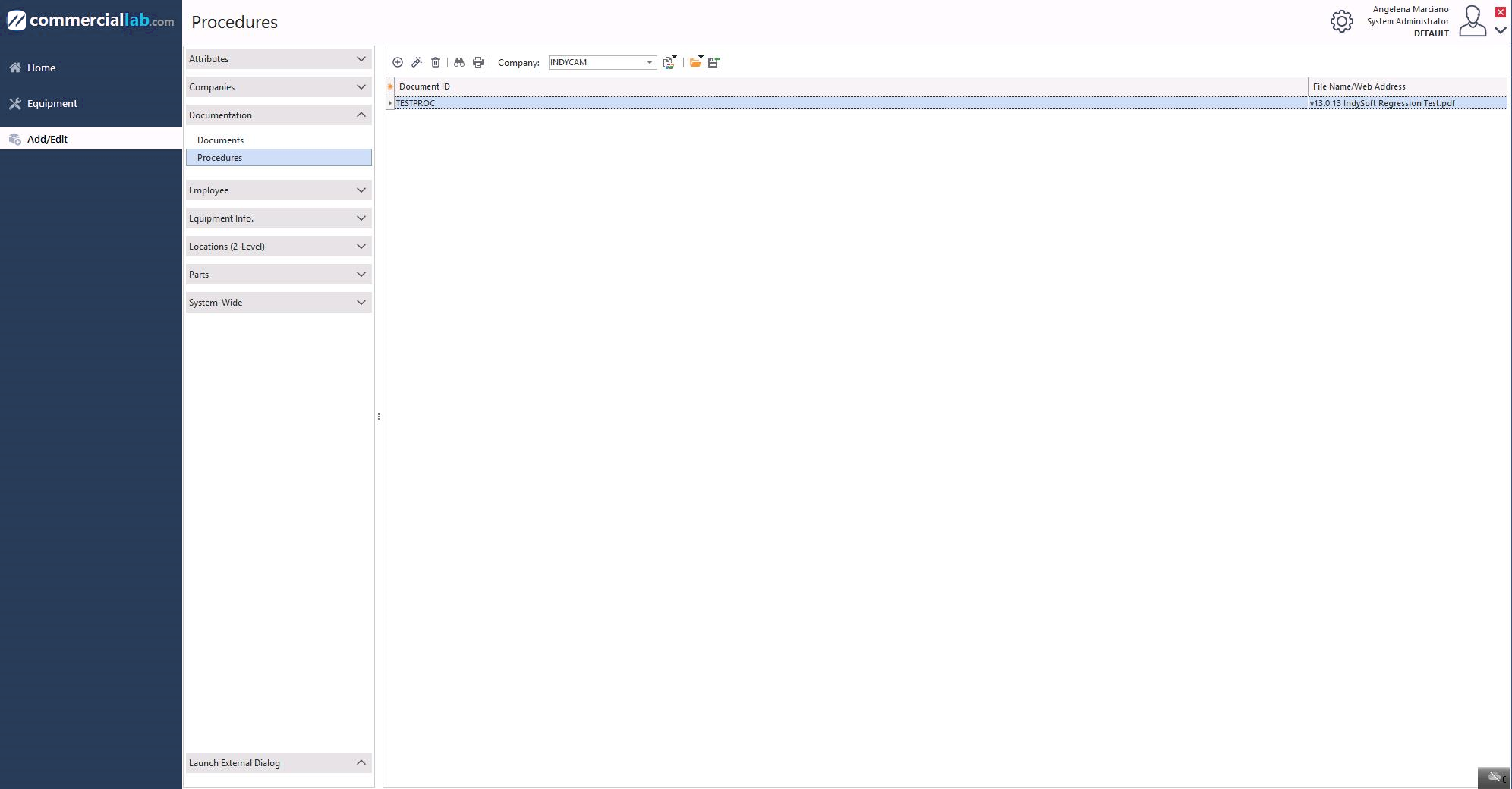 Add/Edit → Documents menu