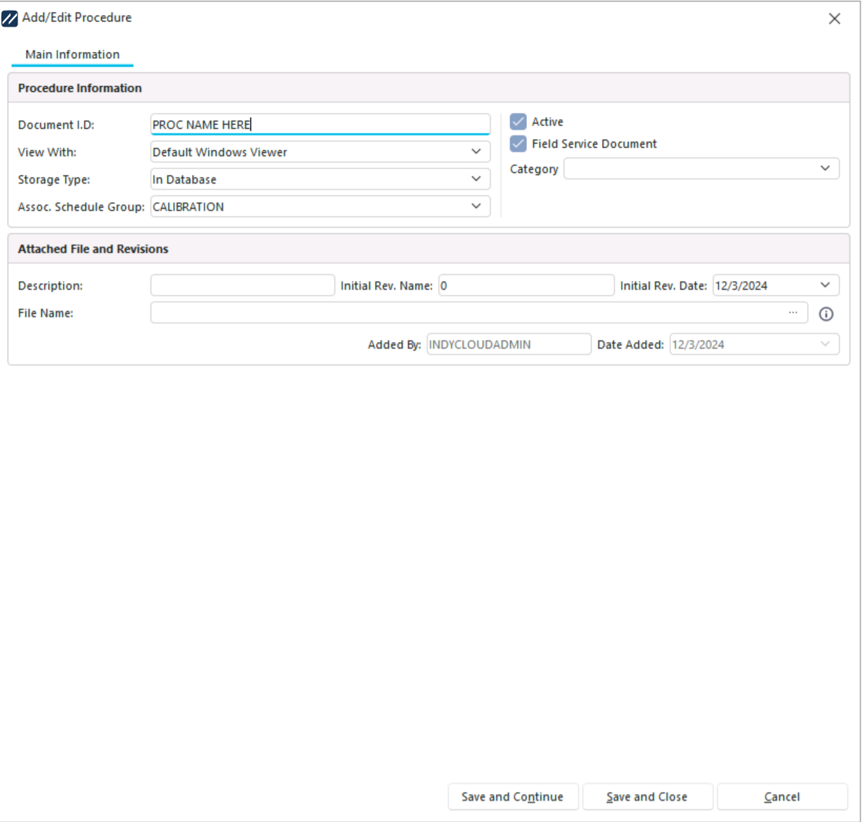 Document wizard — initial dialog