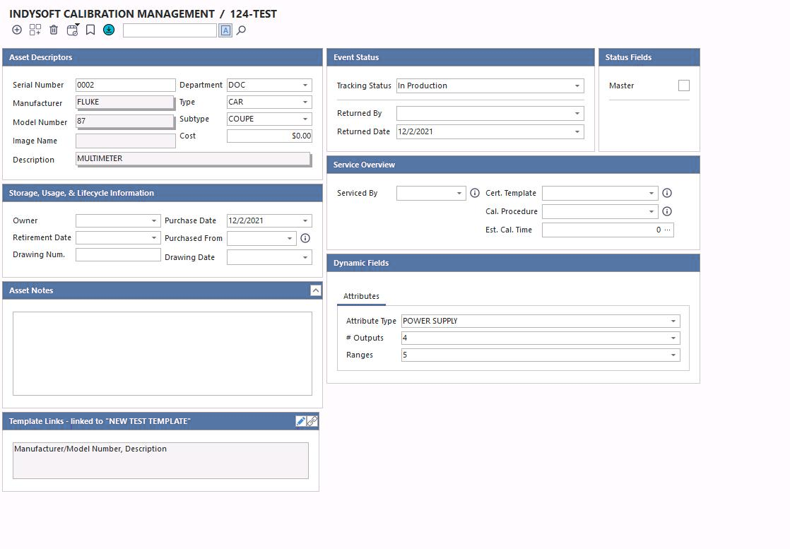 Equipment with locked template fields