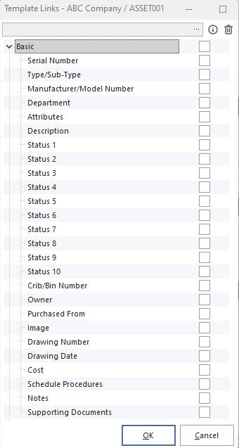 Template Link dialog