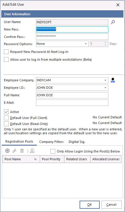 Selecting the new user