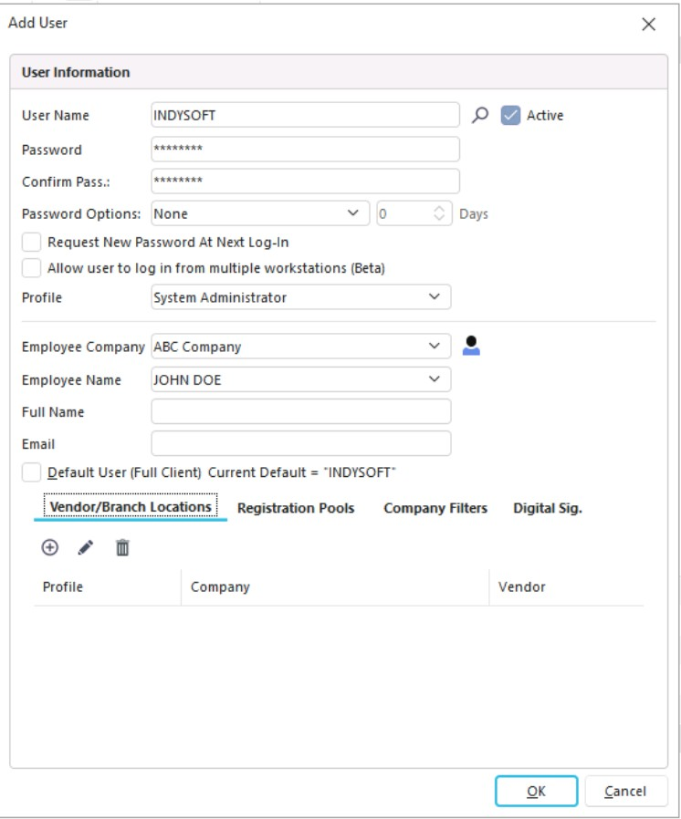 New user form