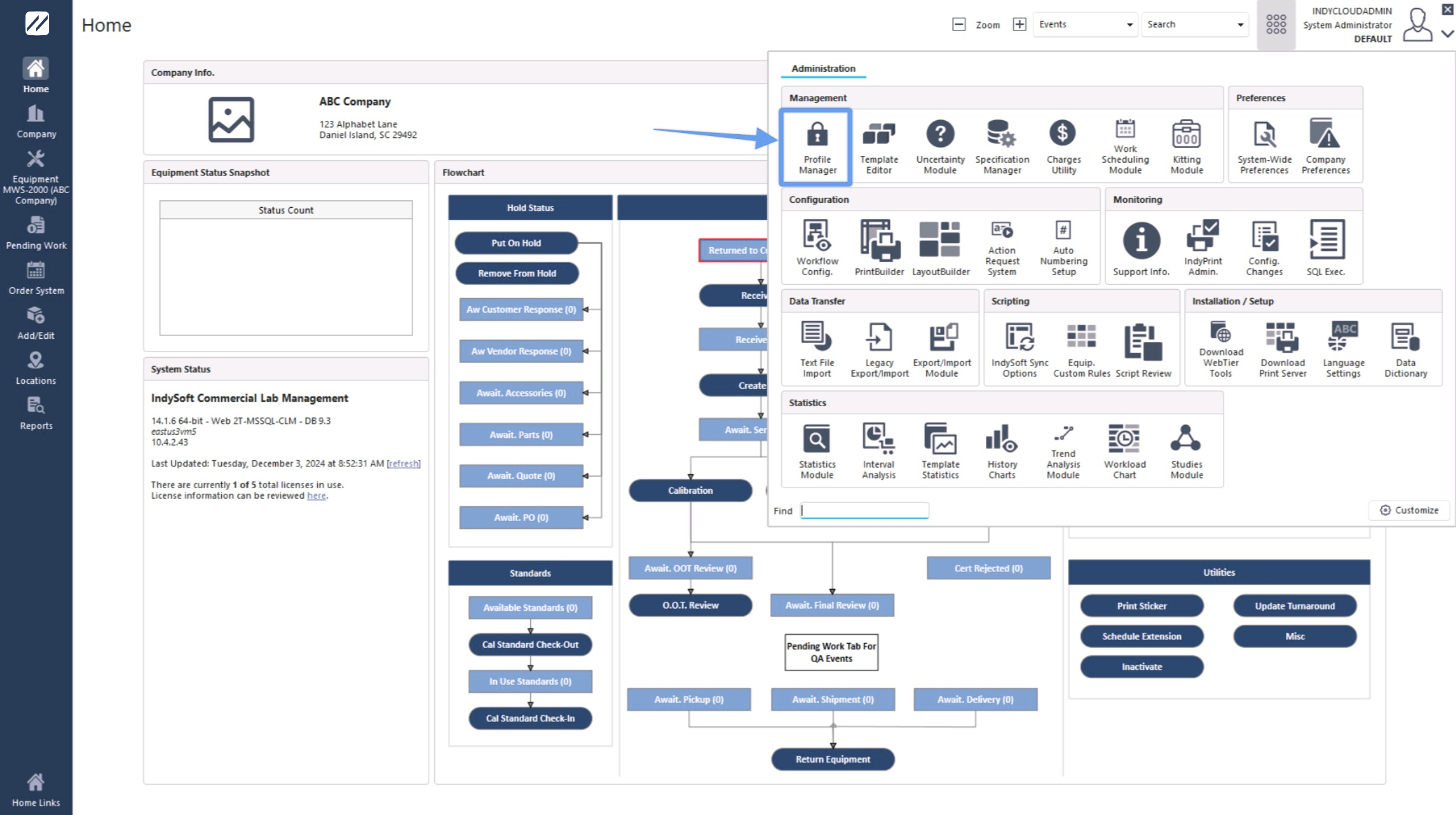 Launching Profile Manager from the Admin Panel