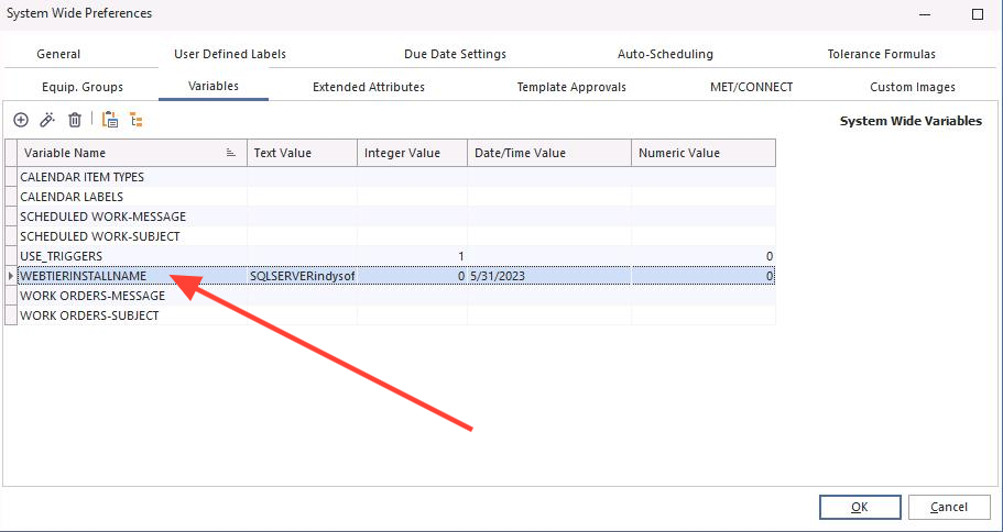 System Wide Preferences — system variable for custom Server/Port IndySoft Web-Tier file name