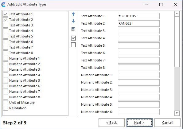 Step 2 — define attribute fields