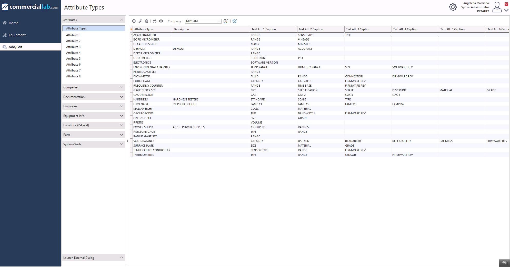 Add/Edit → Attribute Types menu