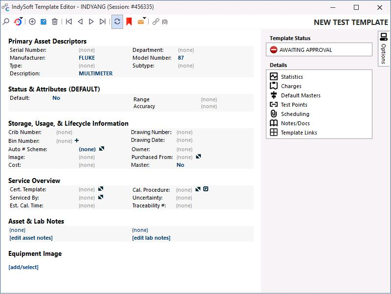 Template editor — equipment-linked indicator
