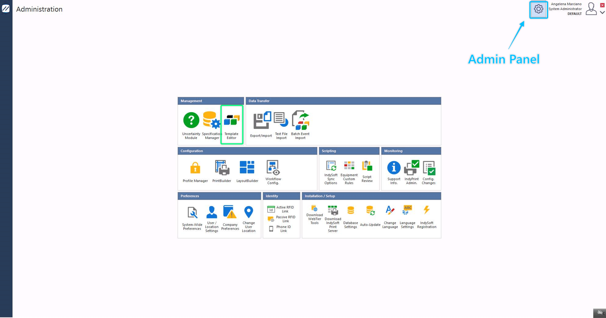 Opening the Template Editor