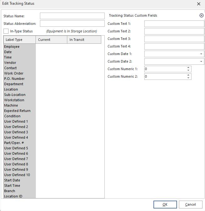 Tracking Status configuration
