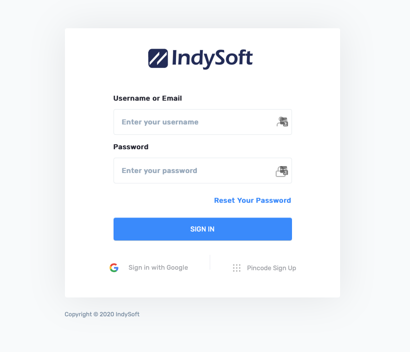 Cloud login screen