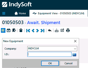 New Equipment dialog