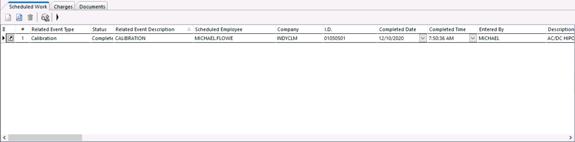 Scheduled Work tab