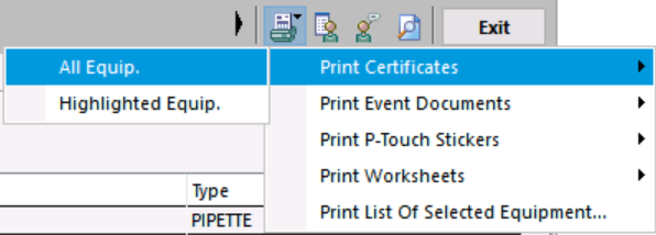 Events drop-down