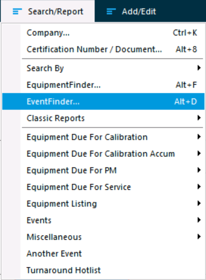 Event Finder filter
