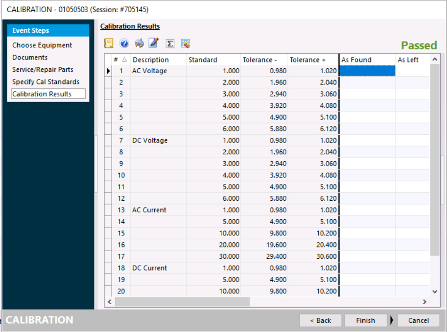 Calibration Results   — with test points