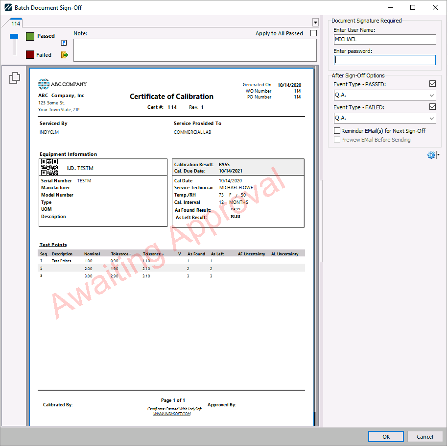 Document review screen