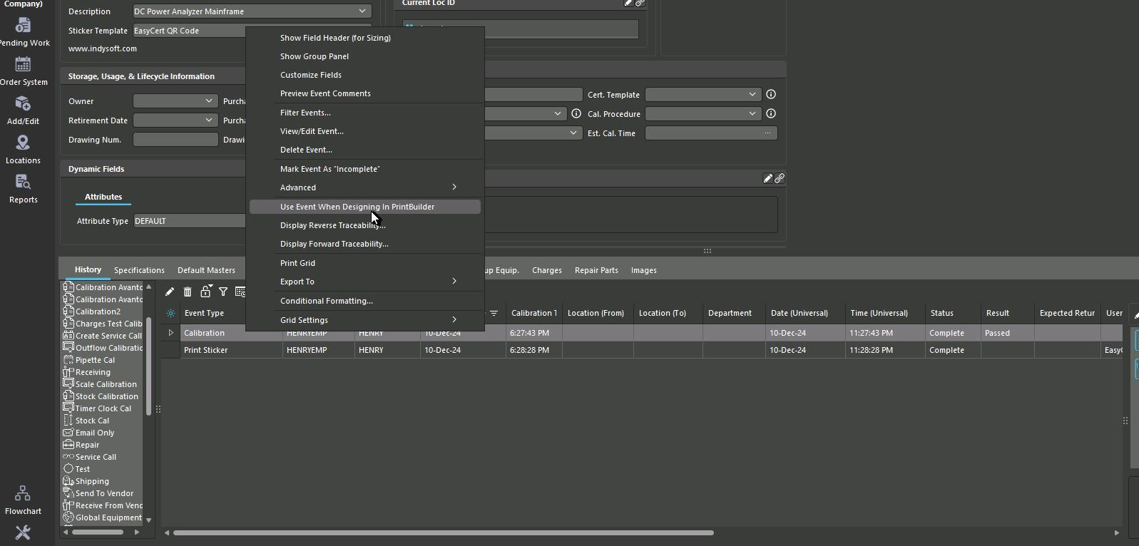 Right-click event — Use Event When Designing in PrintBuilder