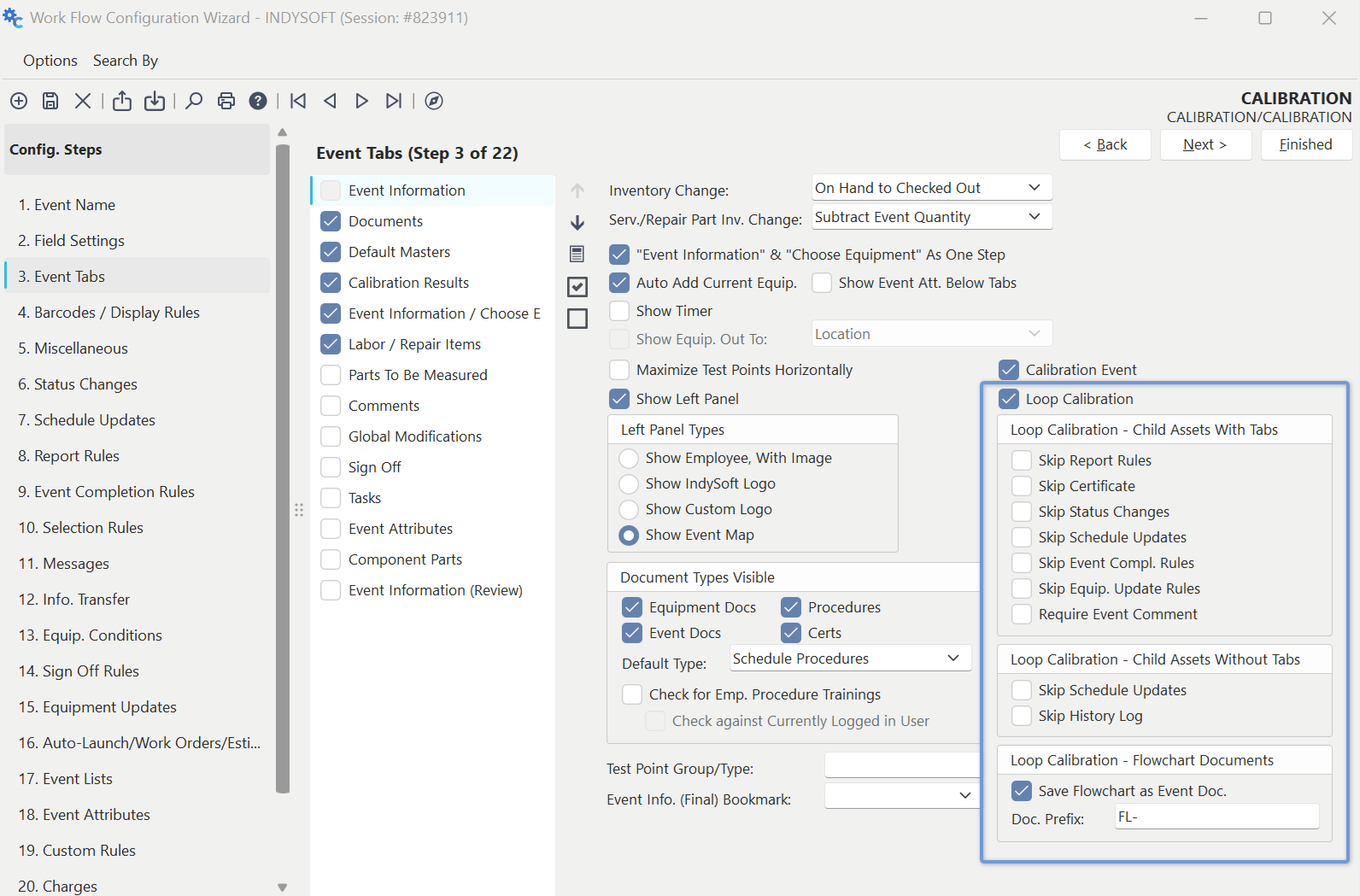 Loop Calibration Options - Workflow Config.