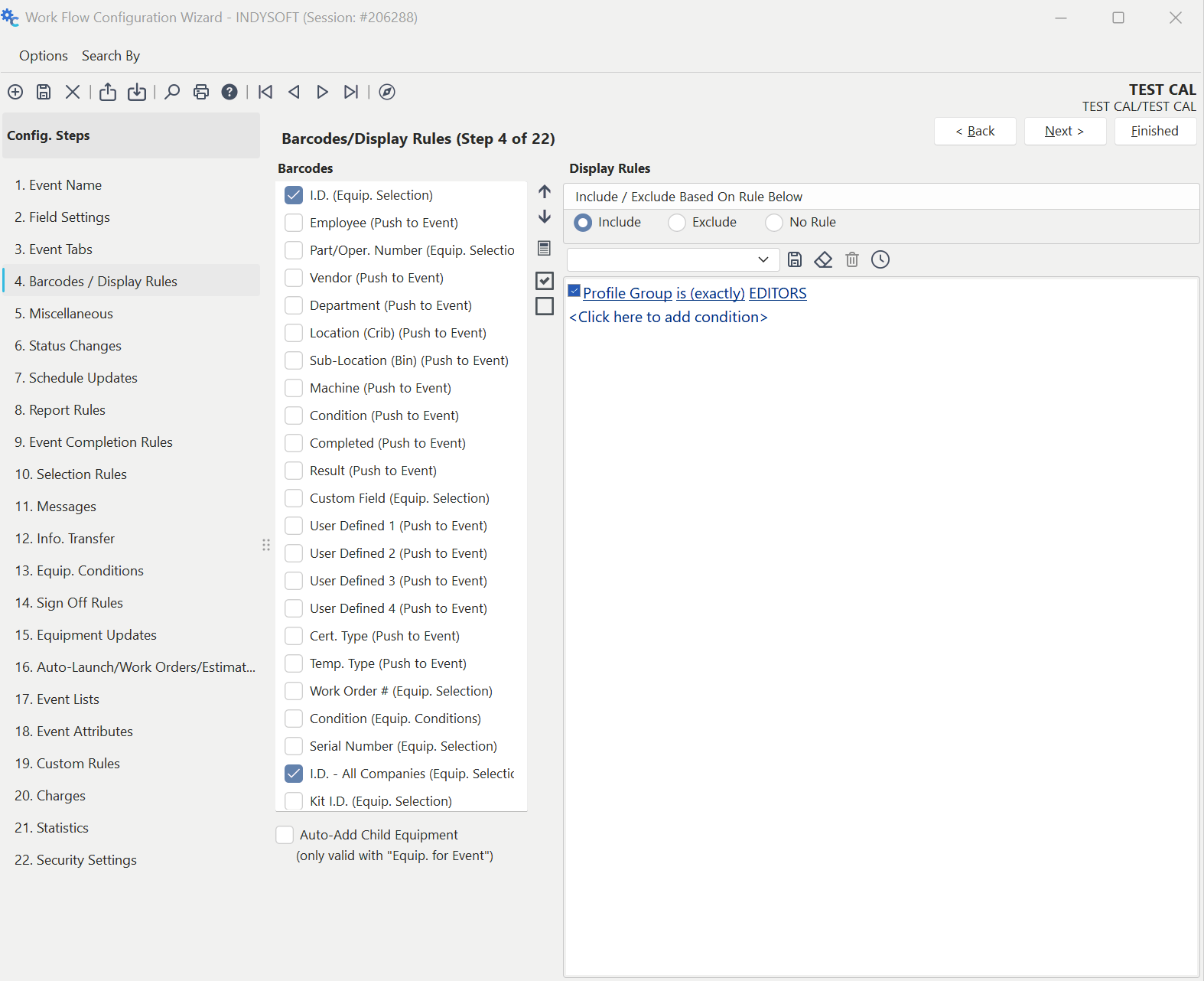 Example - Profile Group Filter - Event Display Rule