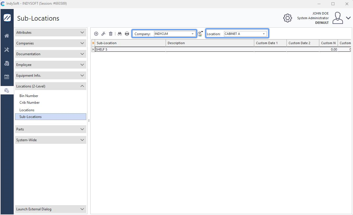 Add/Edit Sub-Locations Dialog