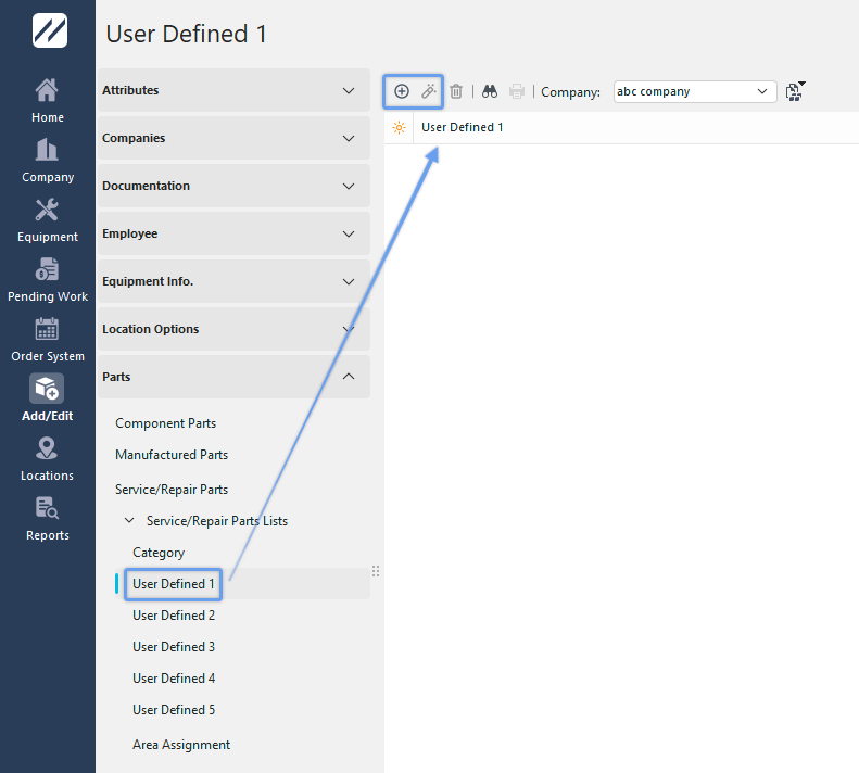 Add/Edit User Defined 1 Dialog