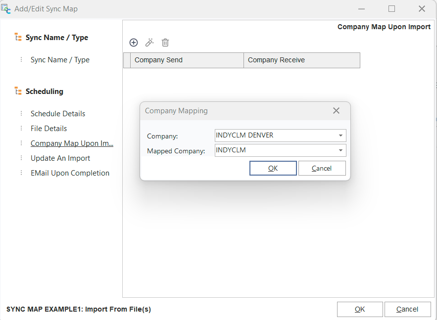Company Map Upon Import