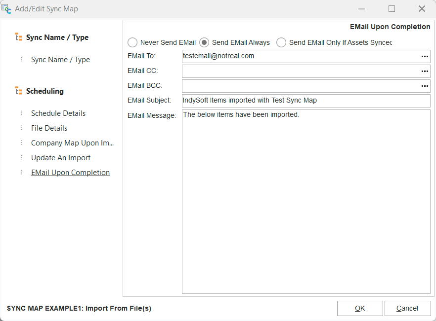 Email Upon Completion