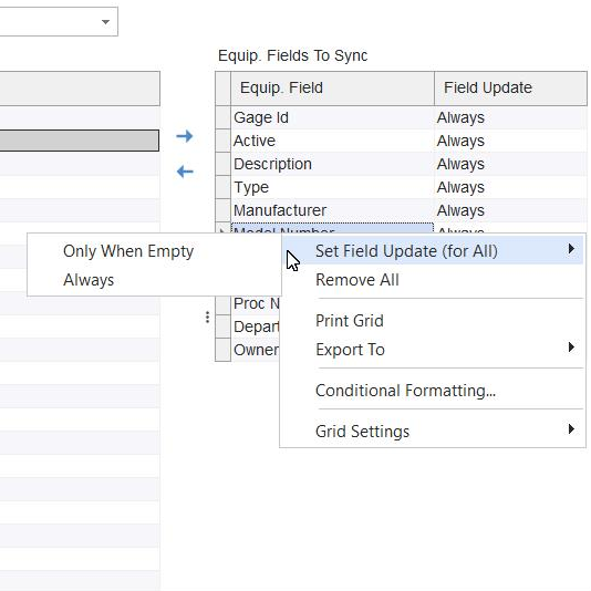 Equip Fields To Sync Right-Mouse Click Options