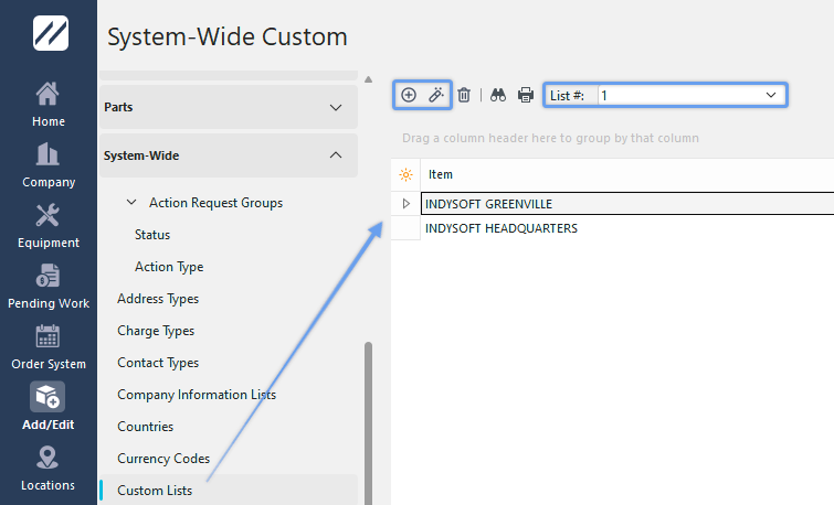 System-Wide Custom List
