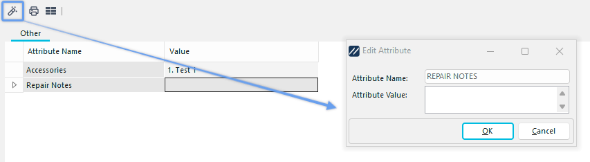 External Attributes Dialog - Dashboard