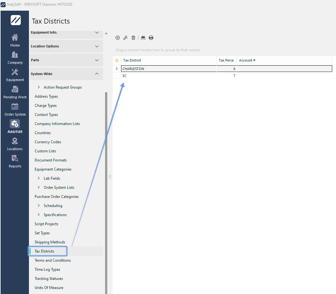 Add/Edit Tax Districts