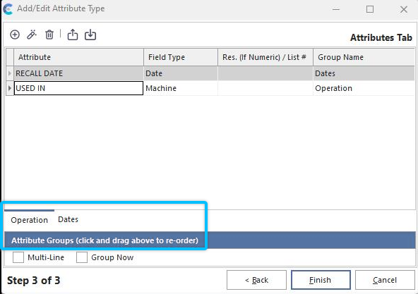Example - Group Name Sub-Tabs for Extended Attributes