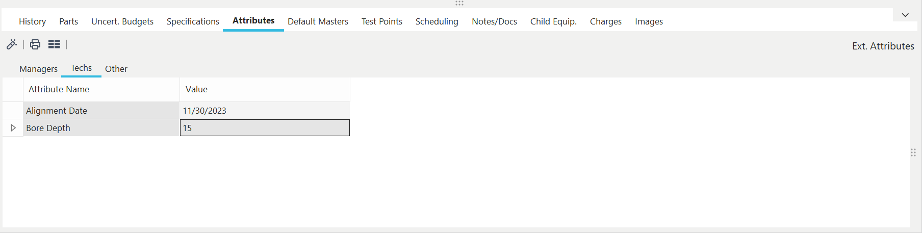 Example - Grid View on Attributes Dialog/Tab
