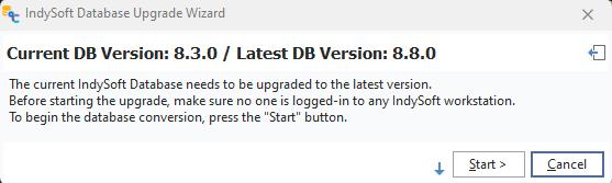 IndySoft Database Upgrade Wizard - Upgrade Required