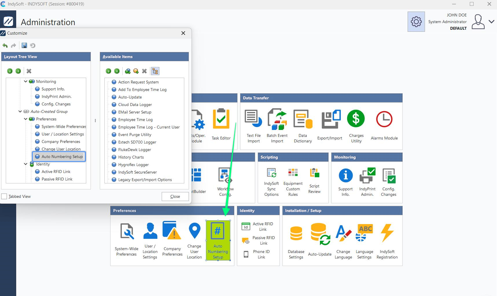 IndySoft Home Page - Options ... Auto-Numbering Setup