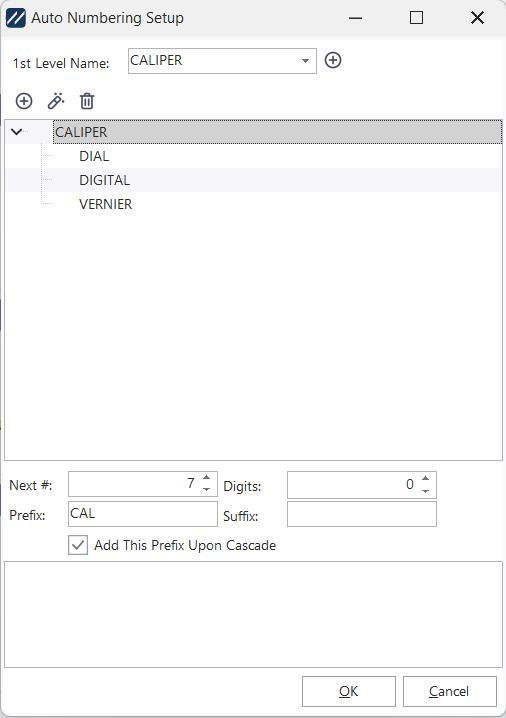 Automatic Numbering Setup Dialog