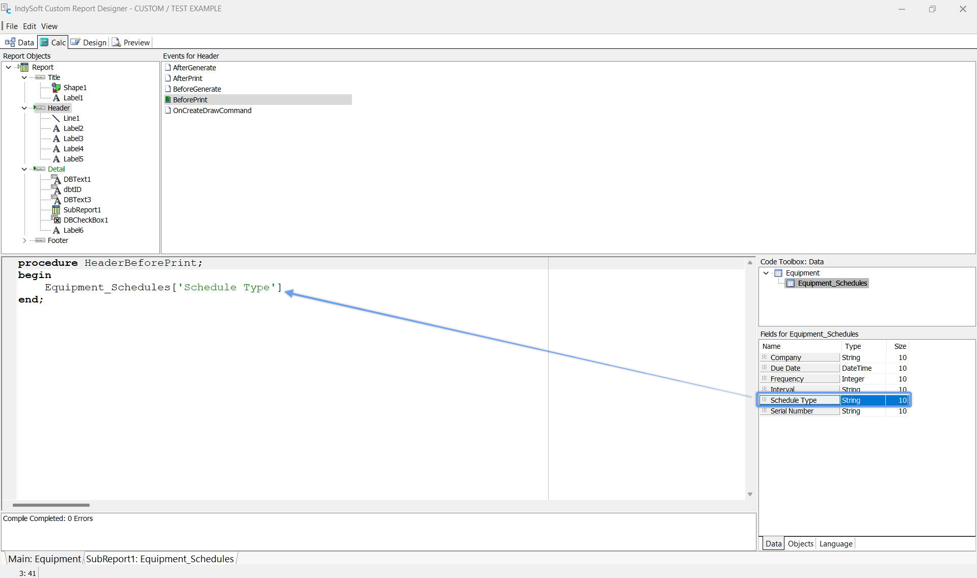 Drag/Drop of Data Field References into Calc tab Code