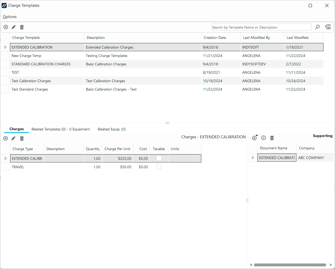 Charge Templates Editor