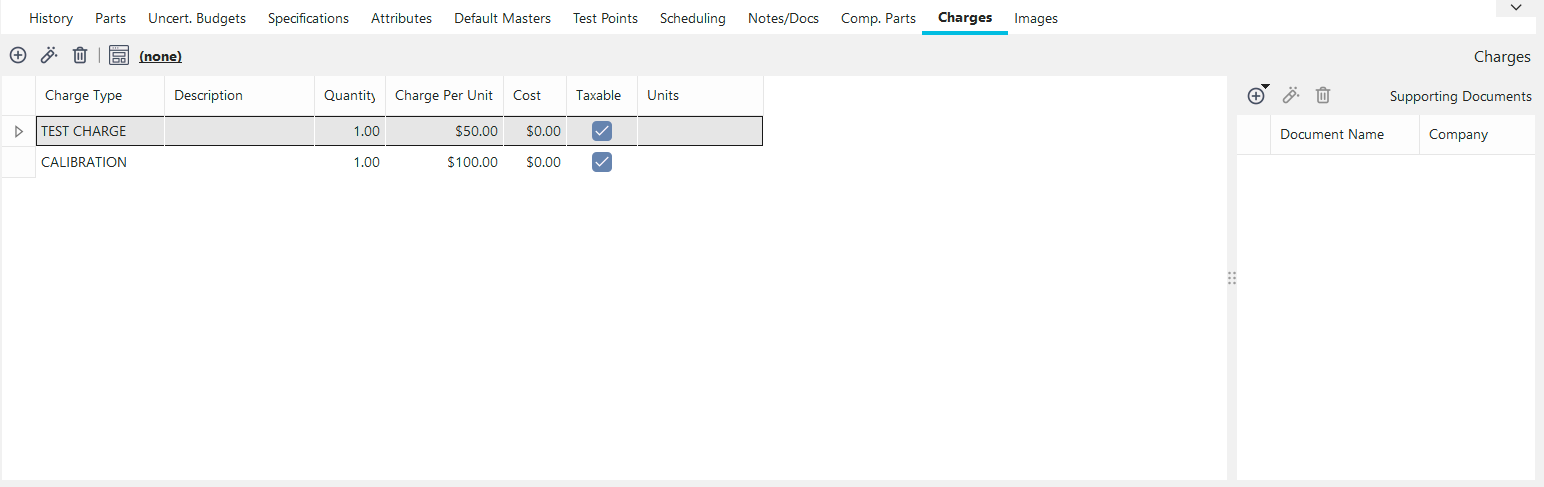 Charges Dialog/Tab