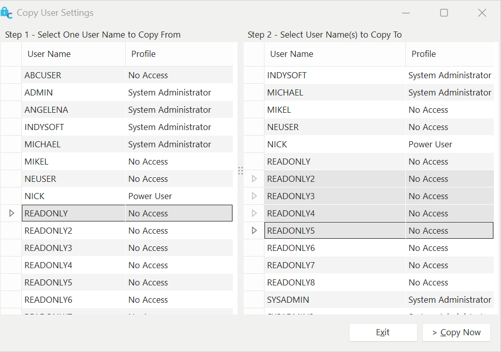 Copy User Settings