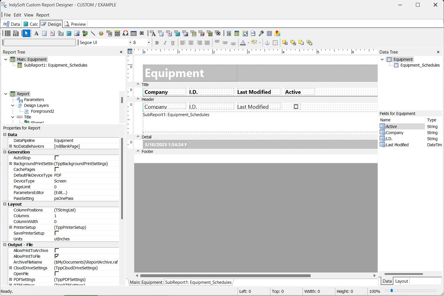 Report Wizard - Example Custom Report Template