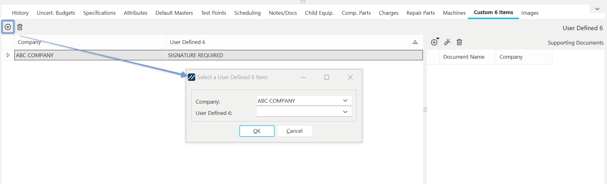 Add/Edit Custom 6 dialog