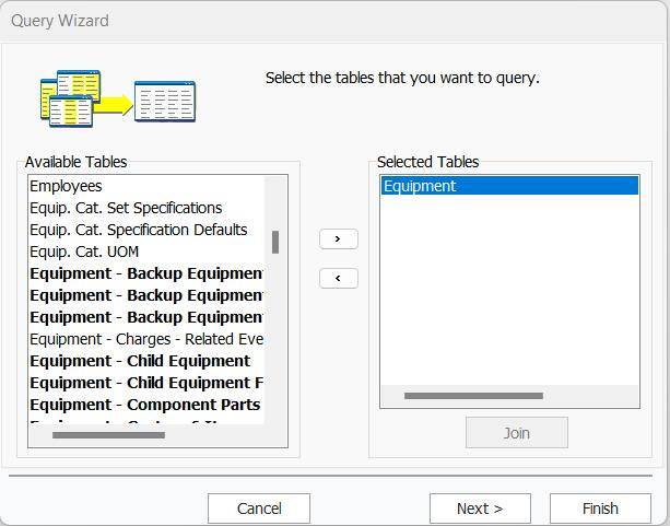 Query Wizard - Table Select