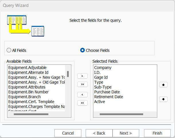 Query Wizard - Choose Fields