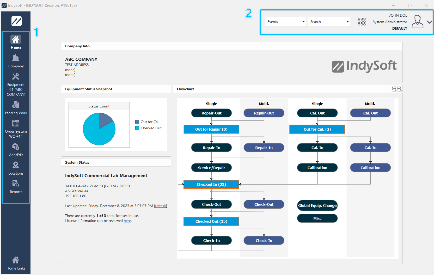 Header Panel - Dashboard Main Screen