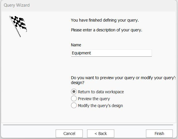 Query Wizard - Final Step